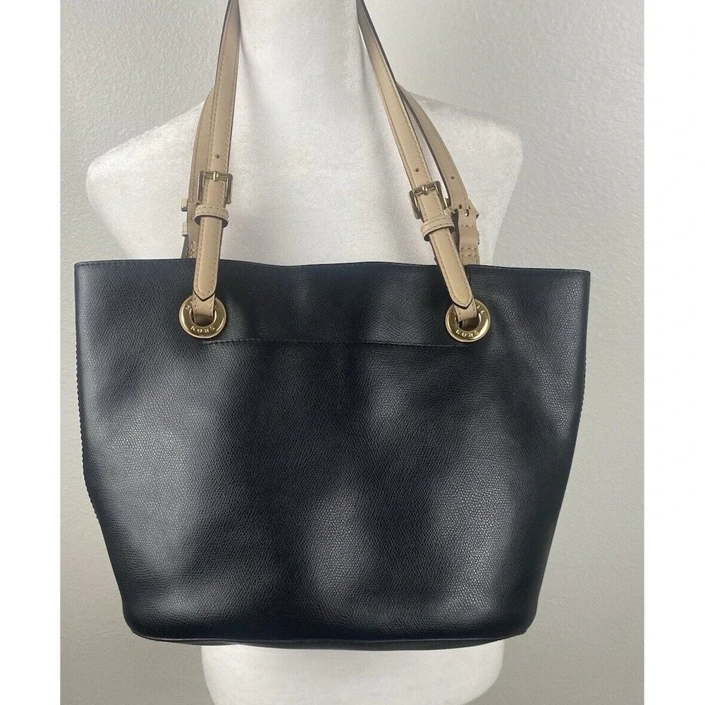 Michael Kors Jet Set Black Pebbled Leather Tote/Purse